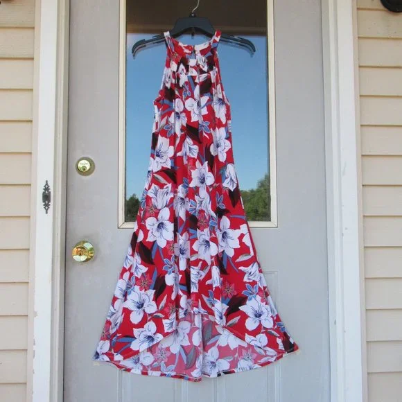 Jennifer Lopez dress floral print high low cut out detail sleeveless XS - Picture 5 of 16